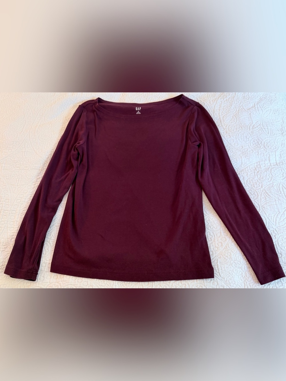 GAP Women's Wine Long-Sleeve Boatneck Top